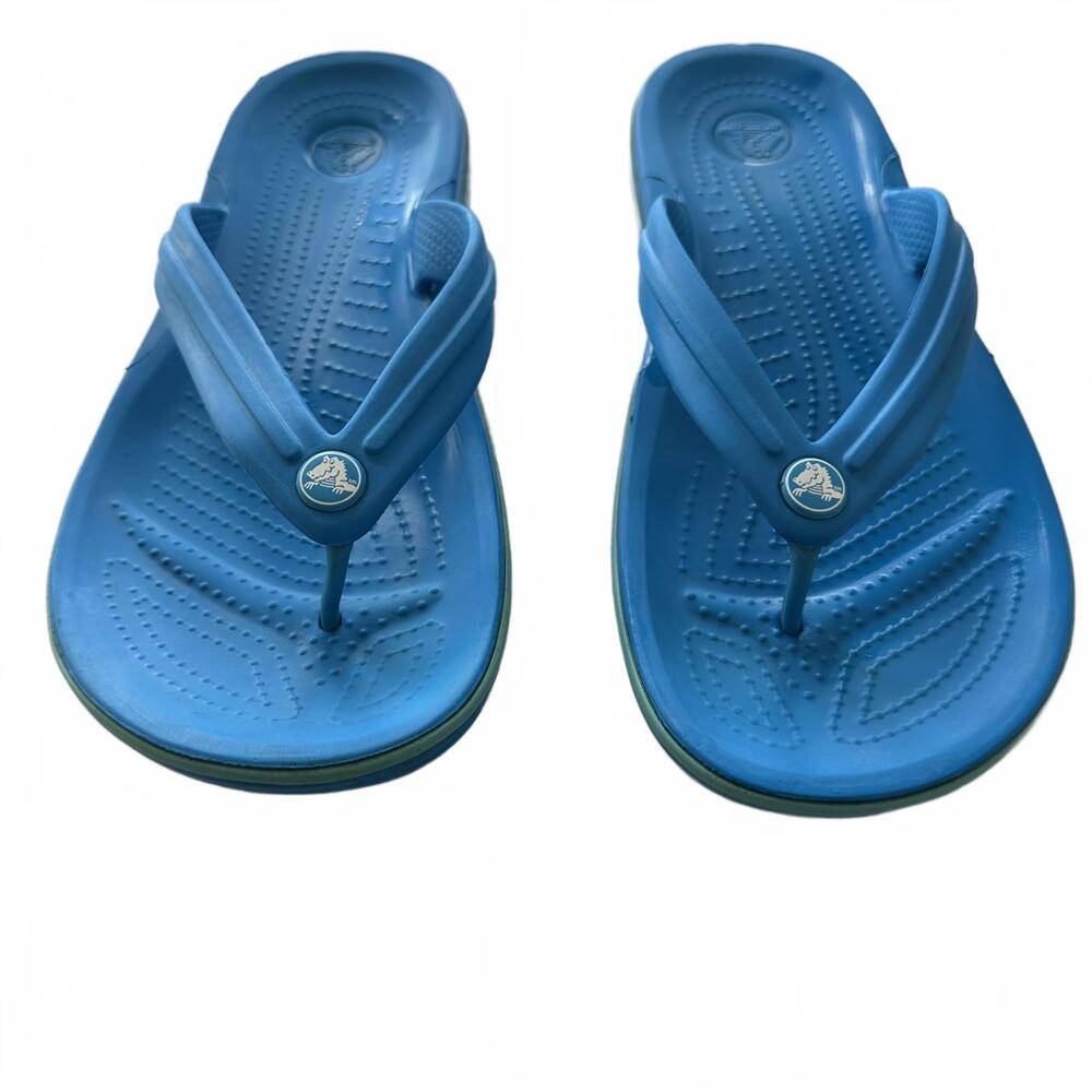Crocs Blue and Green Flip Flop Sandals - Size Men 9  Women 11